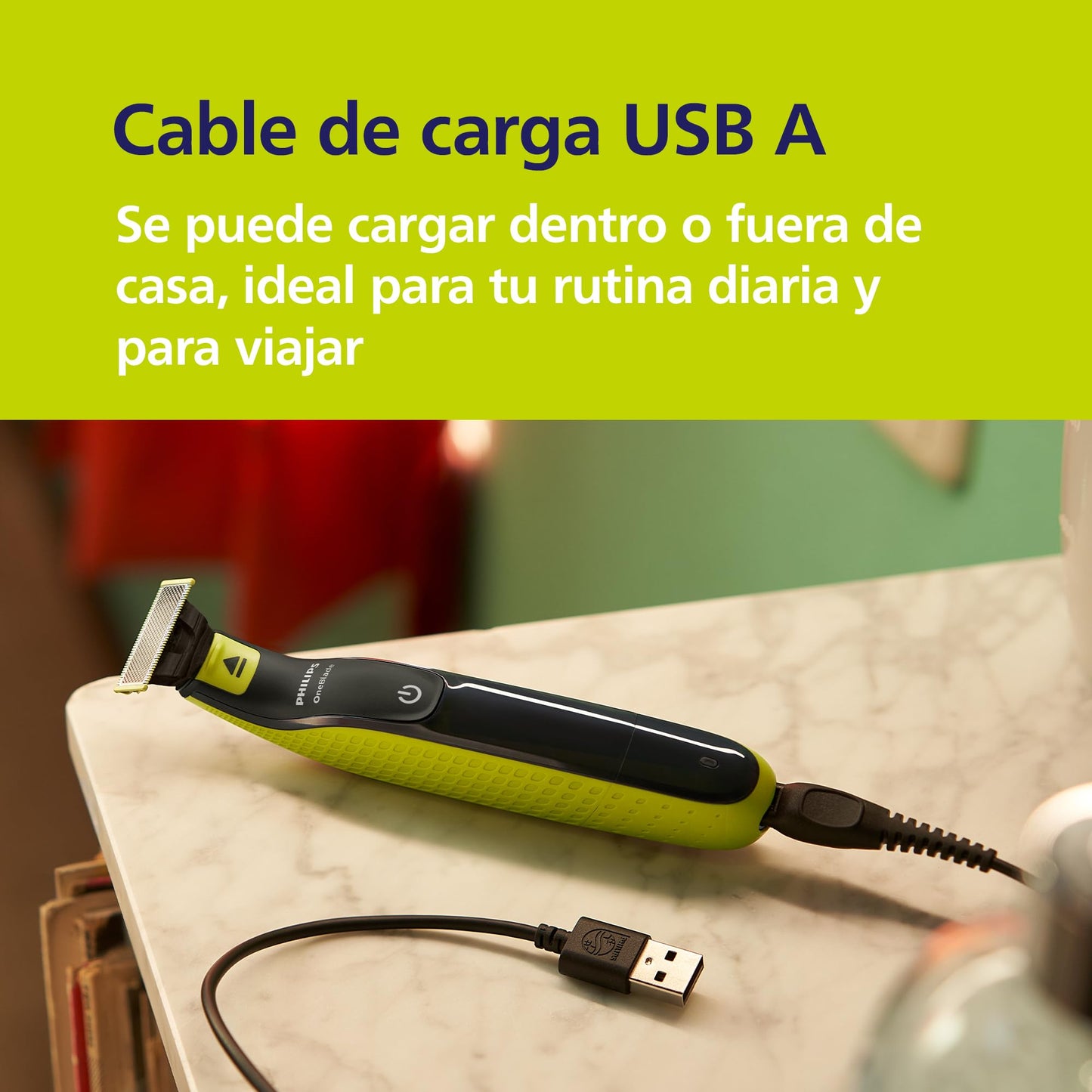 Philips OneBlade 360 Auténtico Recortadora y afeitadora eléctrica para barba, 2 cuchillas 360, 3 peines para barba incipiente (1,3,5 mm), QP2724/31