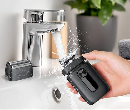 Brightup Afeitadora Eléctrica Hombre, Máquina de Afeitar con Recortador Emergente, Recargable USB-C, 150 Min de Uso, Resistente al Agua y Sin Cable, Doble Hoja Flotante para Afeitado Apurado, Negro