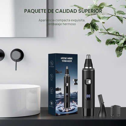 Brigin Cortapelos Nariz y Oreja Profesional Indoloro,Quita Pelos Resistente Agua USB Recargable,Hoja de Doble Filo Impermeable Fácil de Limpiar