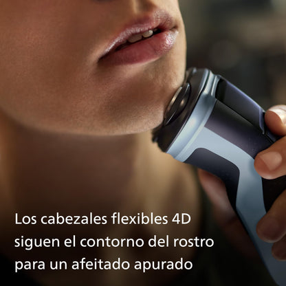 Philips Serie X3000 Afeitadora Eléctrica Hombre, Máquina de Afeitar Barba con Cortapatillas, 27 cuchillas, Cuida la piel, 45min de uso, En Seco y Húmedo, Recargable, X3053/00, Azul