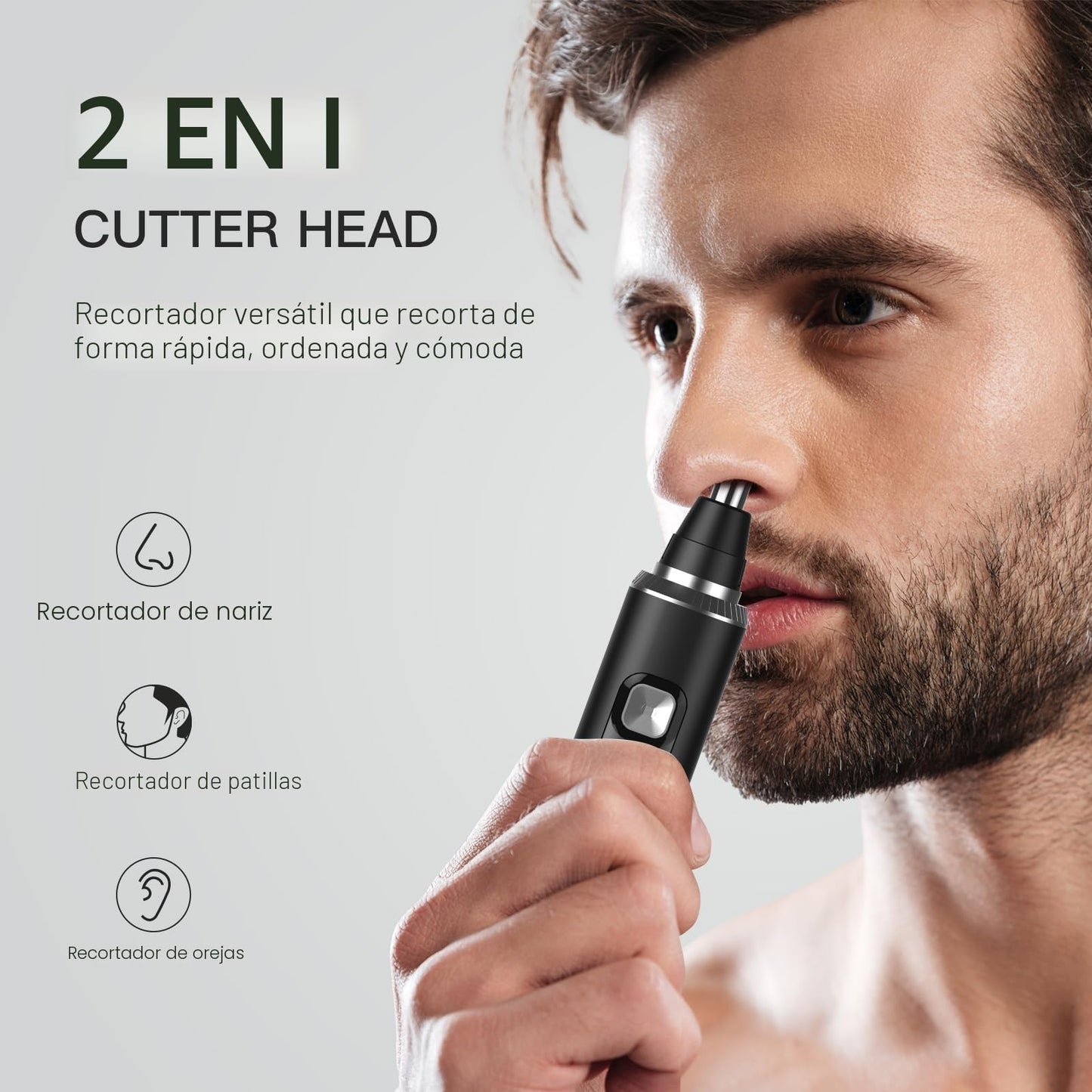 Brigin Cortapelos Nariz y Oreja Profesional Indoloro,Quita Pelos Resistente Agua USB Recargable,Hoja de Doble Filo Impermeable Fácil de Limpiar