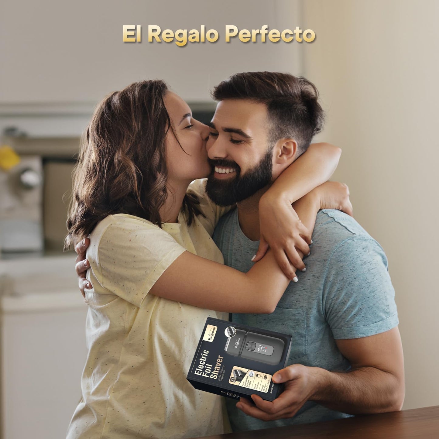 Brightup Afeitadora Eléctrica Hombre, Máquina de Afeitar con Recortador Emergente, Recargable USB-C, 150 Min de Uso, Resistente al Agua y Sin Cable, Doble Hoja Flotante para Afeitado Apurado, Negro
