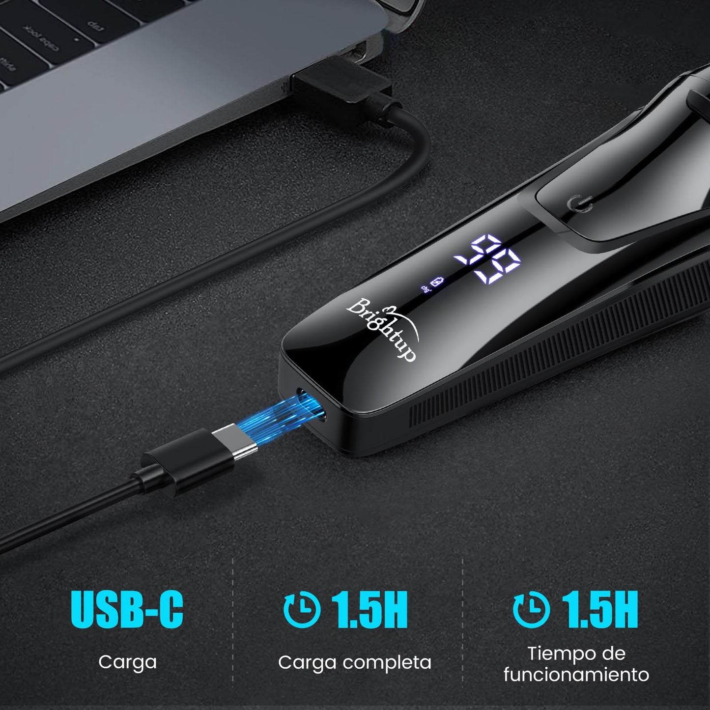 Brightup Maquinilla de Afeitar Hombre con Cabezal Flotante 4D, Afeitadora Eléctrica en Húmedo y Seco para Hombres, Recortador de Barba Impermeable IPX6, Carga USB-C y Recorte Emergente