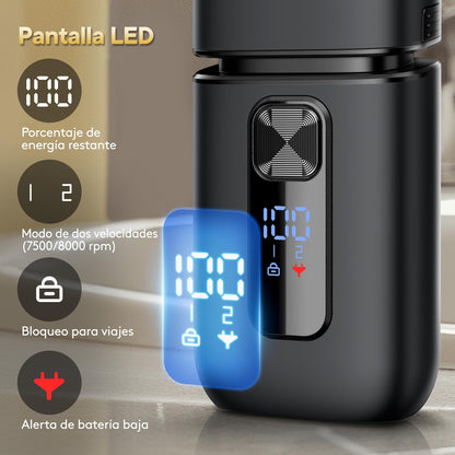 Brightup Afeitadora Eléctrica Hombre, Máquina de Afeitar con Recortador Emergente, Recargable USB-C, 150 Min de Uso, Resistente al Agua y Sin Cable, Doble Hoja Flotante para Afeitado Apurado, Negro